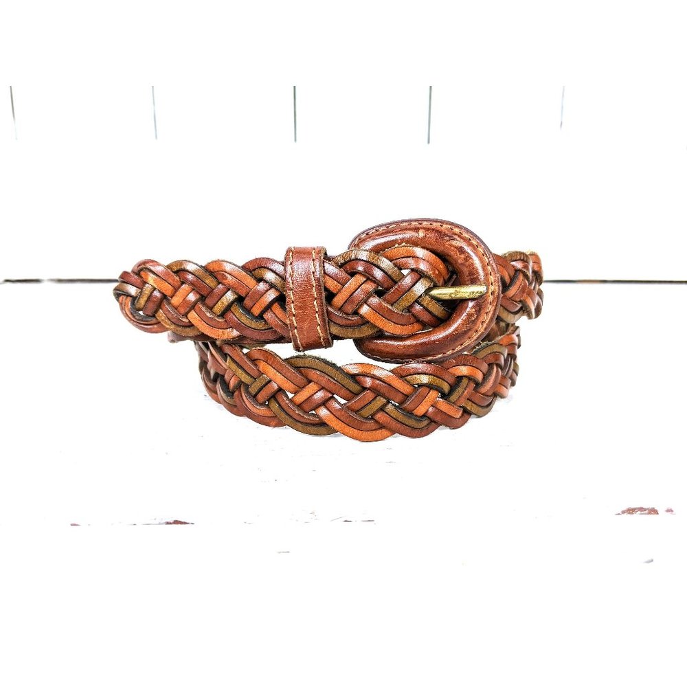 Vintage Brooks Brothers brown braided leather belt